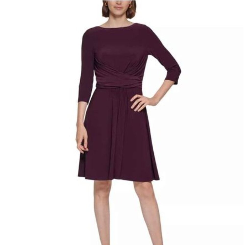 Women / Dresses TOMMY HILFIGER Women's 3/4-Sleeve Wrap-Waist Fit & Flare Dress S